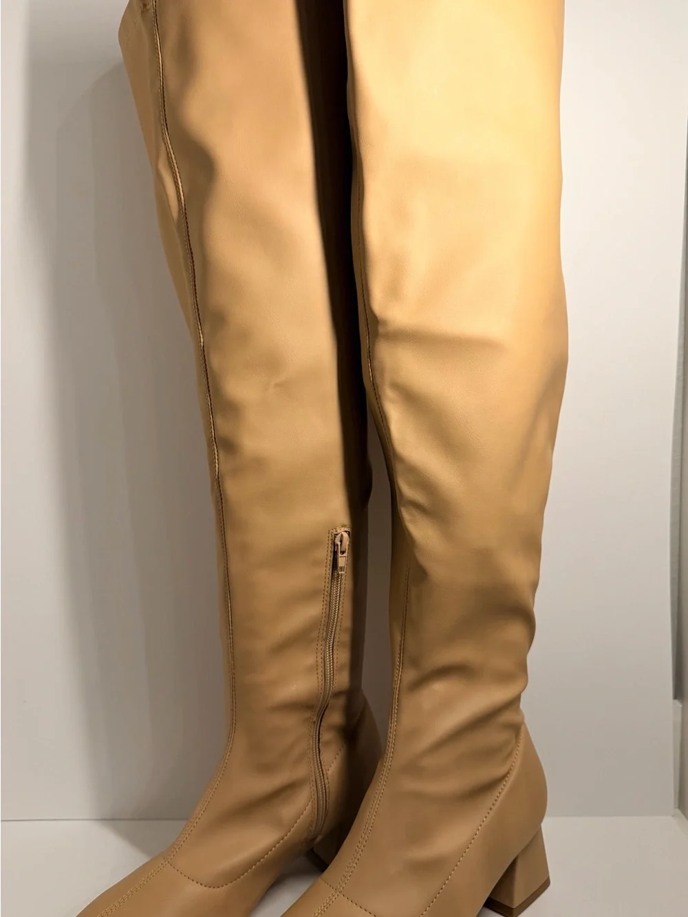 Journee Collection Melika Tan Over Knee Boots 8.5 Extra Wide Calf New